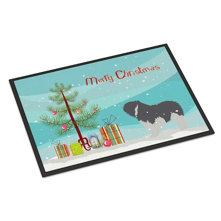 Carolines Treasures Polish Lowland Sheepdog Dog Merry Christmas Tree Indoor or Outdoor Mat, 18 x 27 BB2950MAT